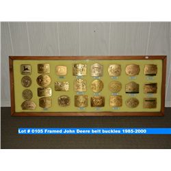 Framed John Deere belt buckles 1985-2000
