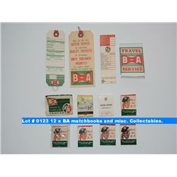 12 x BA matchbooks and misc. Collectables.