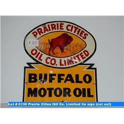 Prairies Cities Oil Co tin sign, 4.75 inches tall