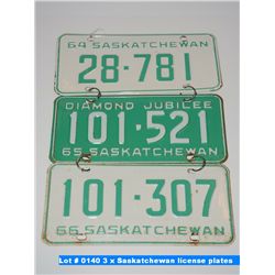 3 x Saskatchewan license plates