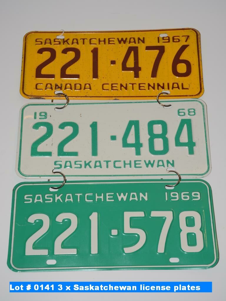3 x Saskatchewan license plates