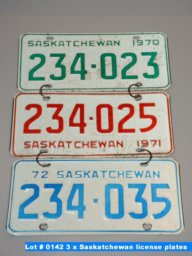 3 x Saskatchewan license plates