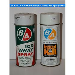 2 x BA ice away and insect kill spray cans