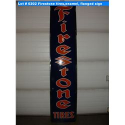 Firestone tires,enamel, flanged sign 95x17 in