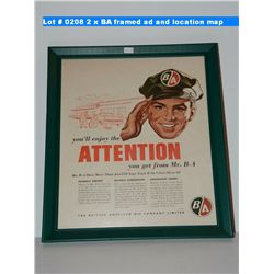 2 x BA framed ad and framed location map