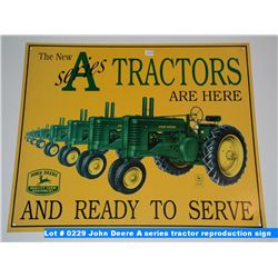 John Deere A series tractor reproduction sign
