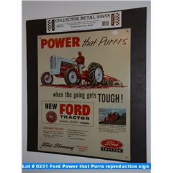 Ford Power that Purrs reproduction sign