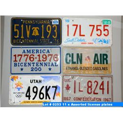 11 x Assorted license plates