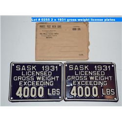 2 x 1931 gross weight license plates