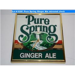 Pure Spring Ginger Ale mirrored clock