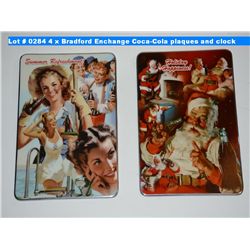 4 x Bradford Enchange Coca-Cola plaques and clock, limited edition, numbered