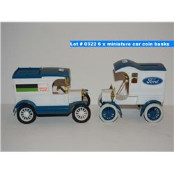 6 x miniature car coin banks