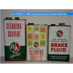 3 x BA cleaning solvent & brake fluid tins