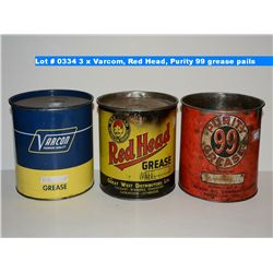 3 x Varcom, Red Head, Purity 99 grease pails