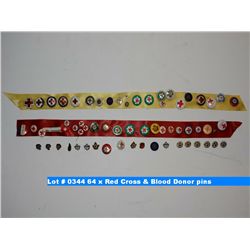 64 x Red Cross & Blood Donor pins