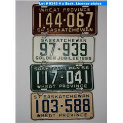 4 x Sask. License plates