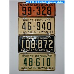 4 x Sask. License plates
