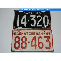 2 x Sask. License plates