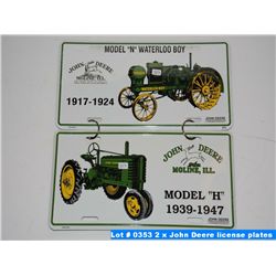 2 x John Deere license plates