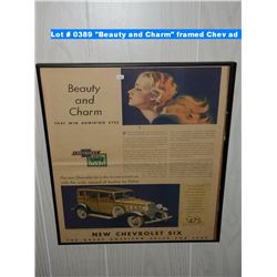 "Beauty and Charm" framed Chev ad