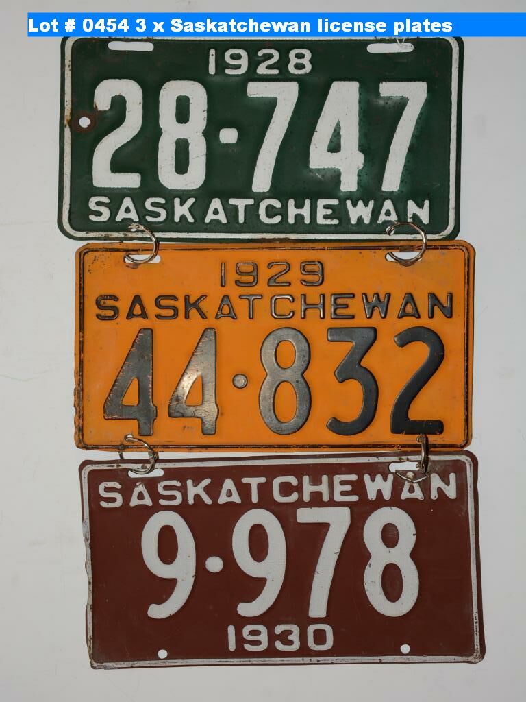 3 x Saskatchewan license plates