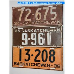 3 x Saskatchewan license plates