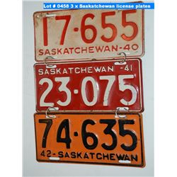3 x Saskatchewan license plates