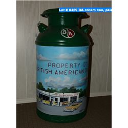 BA cream can, painted