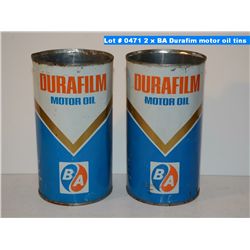 2 x BA Durafim motor oil tins