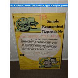 Framed John Deere Type E Engine poster (24 x 36 inches)