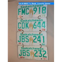 7 x Sask. License plates