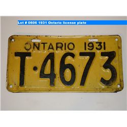 1931 Ontario license plate