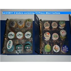 2 binders containing 72 Prince Albert buttons