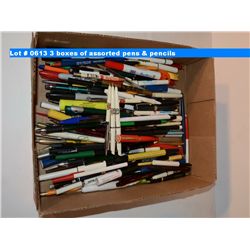 3 boxes of assorted pens & pencils