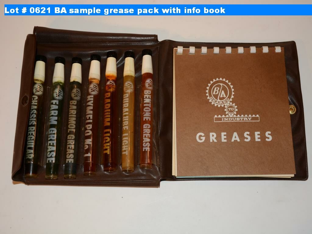 BA sample grease pack with info book Bodnarus Auctioneering