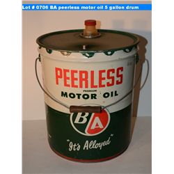 BA peerless motor oil 5 gallon drum