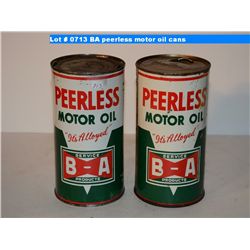 BA peerless motor oil cans