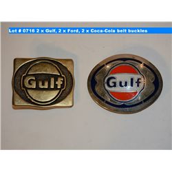 2 x Gulf, 2 x Ford, 2 x Coca-Cola belt buckles