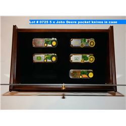 5 x Franklin Mint John Deere collector pocket knives in case