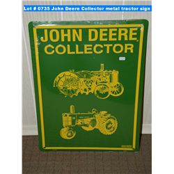 John Deere Collector metal tractor sign