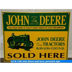 John Deere sold here, porcelain sign