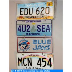 4 x assorted license plates