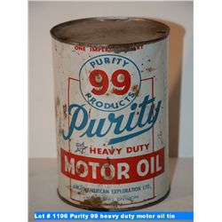 Purity 99 heavy duty motor oil tin