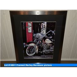 Framed Harley Davidson motorcycle picture