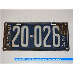 1924 Saskatchewan license plate