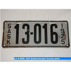 1925 Saskatchewan license plate