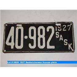 1927 Saskatchewan license plate