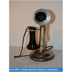 vintage Northern Electric nickle plated, candlestick telephone