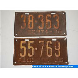 4 x Alberta license plates