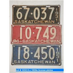 8 x 1930s license plates
